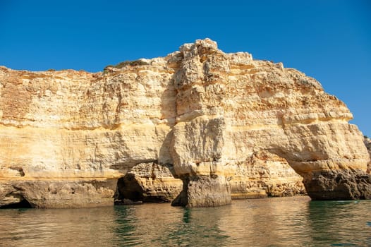 Rock formations on the Algarve coast in Portugal