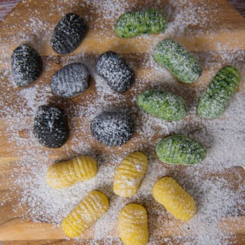 Multicoloured gnocci potato peru italian food, Homemade, High quality photo