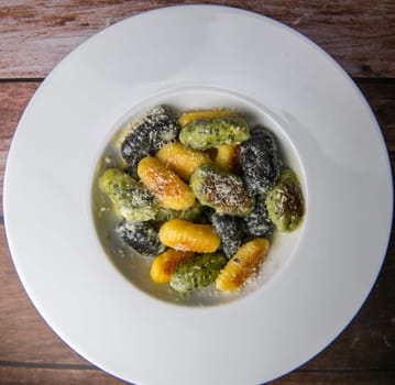 Multicoloured gnocci potato peru italian food, Homemade, High quality photo