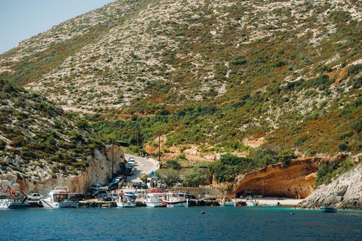 Porto Vromi on Zakinthos Island.Sights of the Zakinthos Island. Best beaches in Greece. Yachts and sea