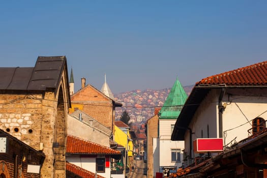 View of cupolas and roof houses in Sarajevo