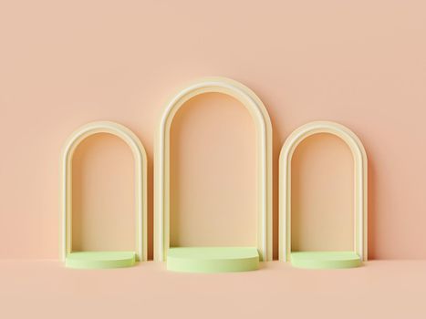 Scene of pastel color with geometric shape podium, 3d rendering