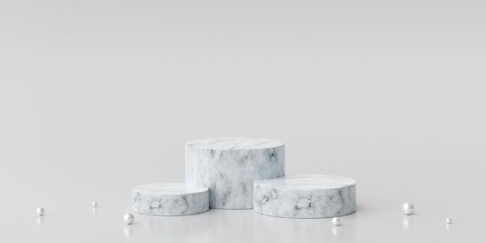 Scene of minimal marble geometric shape podium for product advertisement, 3d illustration