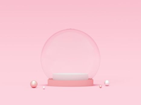 Scene of Pastel color empty crystal globe, 3d rendering