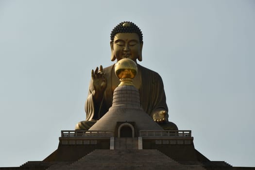 Grandiose shot of the huge Buddha Statue in Fo Guang Shan-Temple, Dashu, Kaohsiung, Taiwan