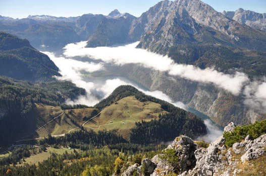 Mountains of Konigssee, Schonau, Berchtesgadener Land, Bavaria, Germany