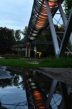 Slinky springs to fame bridge at the Kaisergarten in Oberhausen, Germany