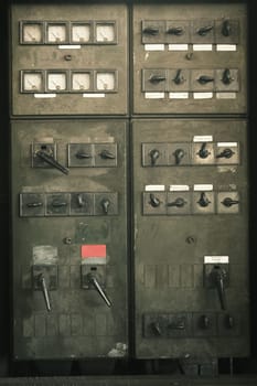 Old switchboard in the coal mine Zeche Zollverein, Germany