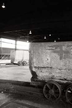 Coal lorry with a red cross in a mine Ruhr area in Germany