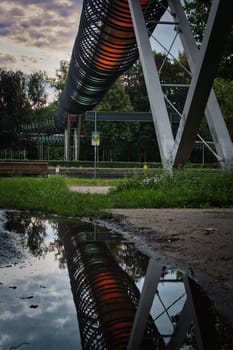 Slinky springs to fame bridge at the Kaisergarten in Oberhausen, Germany