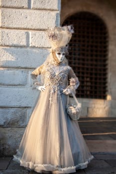 VENICE, ITALY - Febrary 14 2023: The masks of the Venice carnival 2023