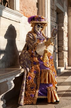 VENICE, ITALY - Febrary 15 2023: The masks of the Venice carnival 2023