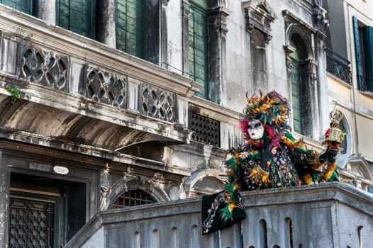 VENICE, ITALY - Febrary 15 2023: The masks of the Venice carnival 2023