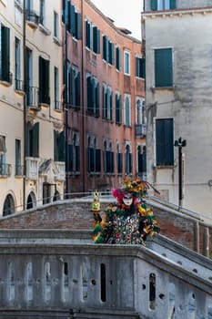 VENICE, ITALY - Febrary 15 2023: The masks of the Venice carnival 2023