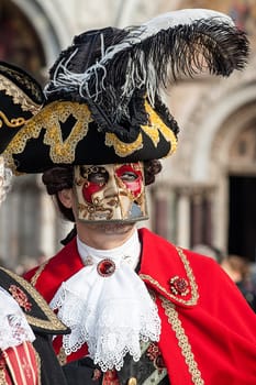 VENICE, ITALY - Febrary 5 2018: The masks of the Venice carnival 2018