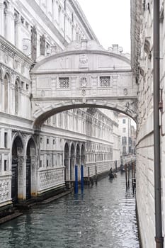 Venice, Italy - February 20 2019 - The Bridge of Sighs, one of the tourist destinations of Venice