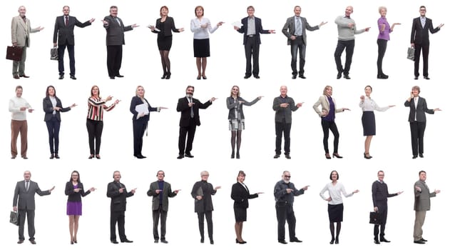 group of business people showing thumbs up isolated on white background