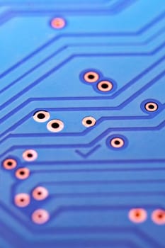 Board inside a computer hard drive close up
