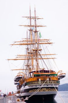 TRIESTE, ITALY - MAY, 15: The Amerigo Vespucci is a tall ship of the Marina Militare, named after the explorer Amerigo Vespucci on May 15, 2016