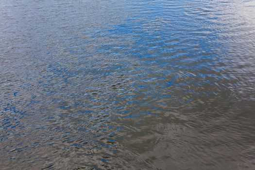 real life river water surface with ripples at summer day - full frame background.