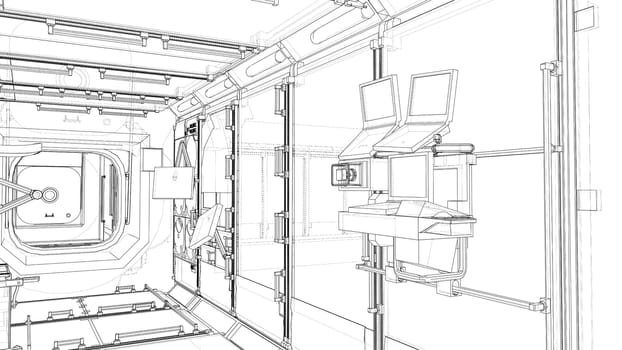 The interior of the space station. Elements of this images furnished by NASA. 3d illustration