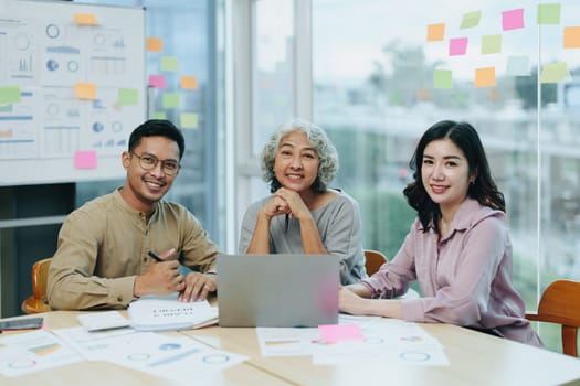 Asian entrepreneurs and business people meeting in a conference room in business planning, financial budget and investment risk assessment to analyze customer groups to increase company growth.