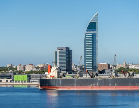 Modern Torre Antel by the port of Montevideo in Uruguay