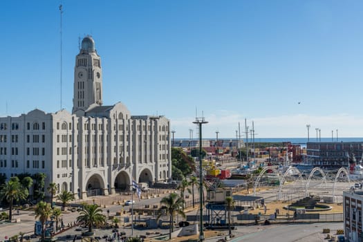 Montevideo, Uruguay - 5 February 2023: National Customs Adminstration building in cruise ship terminal