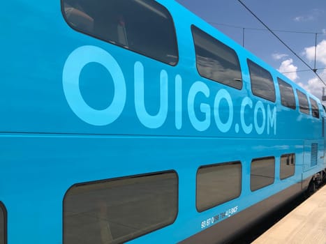 MARSEILLE, FRANCE -12 AUGUST 2020: A Ouigo high speed train at the railway station at Marseille-Paris