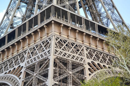 Eiffel Tower. closeup detail eiffel tower in Paris.