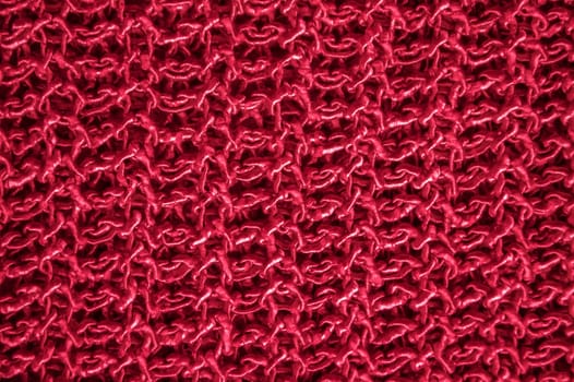 Linen Knitted Fabric. Vintage Woven Texture. Macro Handmade Christmas Background. Detail Abstract Wool. Red Closeup Thread. Scandinavian Holiday Carpet. Structure Yarn Garment. Knitted Wool.