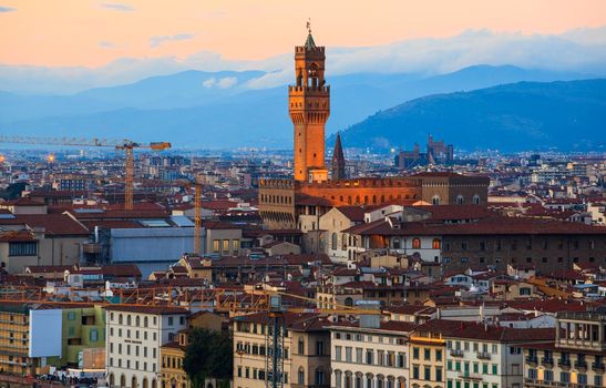 View of the Tower of the Palazzo Vecchio in Firenze