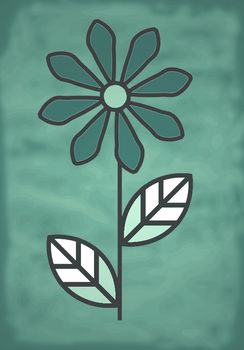 Flower icon is a fashionable and modern symbol for graphic and web design. Color black, on a green background.