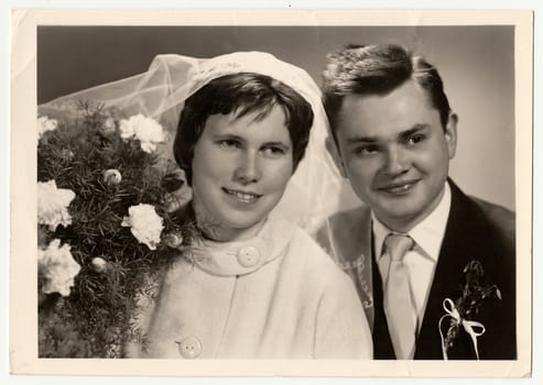 THE CZECHOSLOVAK REPUBLIC - CIRCA 1950s: Vintage photo of newlyweds.