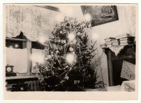 USSR - CIRCA 1980s: Vintage photo shows a Christmas tree.