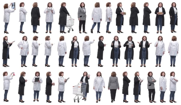 set of images of a woman in full growth. displays many concepts