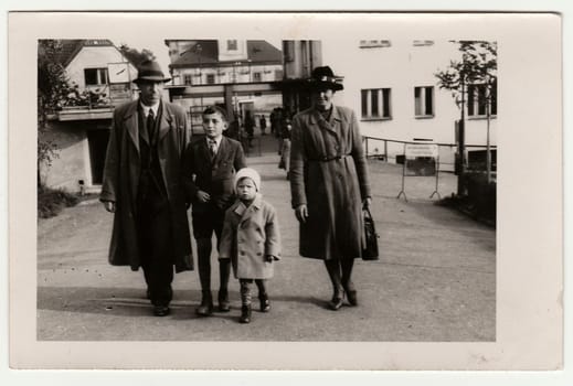 PRAGUE, THE CZECHOSLOVAK REPUBLIC - OCTOBER, 1944: Vintage photo shows family visits ZOO.