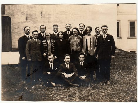 THE CZECHOSLOVAK REPUBLIC - CIRCA 1930s: Vintage photo shows a group of people.