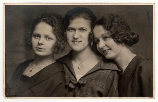 THE CZECHOSLOVAK REPUBLIC - CIRCA 1940s: Vintage photo of young women