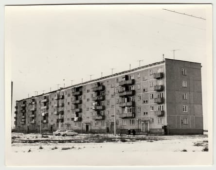 USSR - CIRCA 1980s: Vintage photo shows block of flats in USSR.