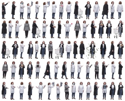 set of images of a woman in full growth. displays many concepts