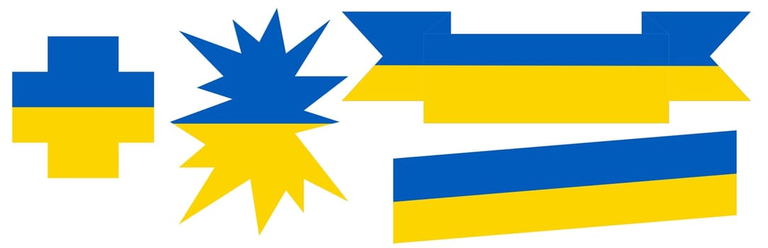 A cross dressed in the national colors of Ukraine. A country in the east of Europe.