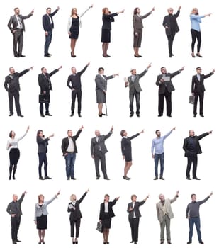 group of business people showing thumbs up isolated on white background