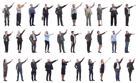 group of business people showing thumbs up isolated on white background