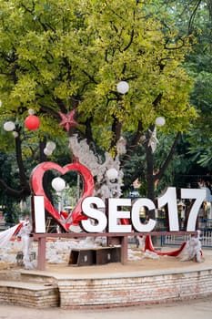 sector 17 sign at the famous landmark shopping district area in the beautiful city of chandigarh home to most brands and food places in India