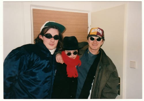 THE CZECHOSLOVAK REPUBLIC - CIRCA 1990s: Retro photo shows people go at the party.