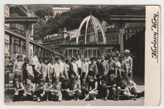 KARLOVY VARY, THE CZECHOSLOVAK SOCIALIST REPUBLIC - CIRCA 1970s: Vintage photo shows schoolmates