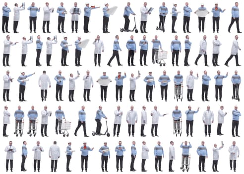 set of images of a man in full growth. displays many concepts