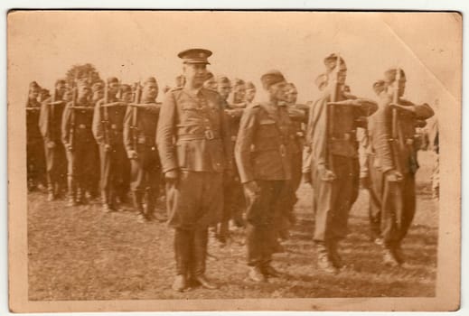 THE CZECHOSLOVAK REPUBLIC - CIRCA 1930s: A vintage photo shows soldiers.