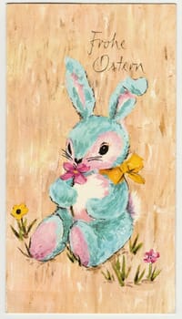 GERMANY - CIRCA 1967: Vintage greeting postcard to Easter.